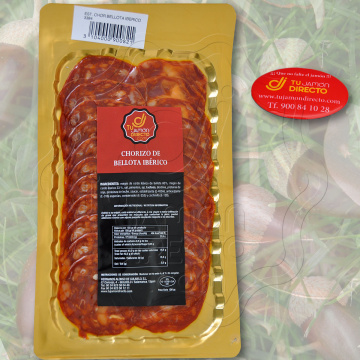 Estuche 100 g. Chorizo Cular Ibérico de Bellota. Loncheado Chorizo Cular Ibérico de Bellota<br />
Curación: mínimo 4 meses.