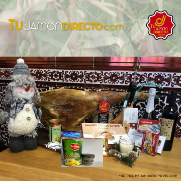 CESTA DE NAVIDAD JAMÓN ENTERO Cesta de Navidad con Jamón Ibérico. Disfrute de la navidad con productos auténticamente selectos.